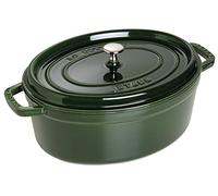 STAUB Cocotte, Cast Iron Casserole 33 cm, 6.7 L, Induction, Made in France | Aroma Rain Lid, Suitable for All Hob Types, Oval, Basil Green