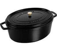 STAUB Cocotte, Cast Iron Casserole 33 cm, 6.7 L, Induction, Made in France | Aroma Rain Lid, Suitable for All Hob Types, Oval, Black