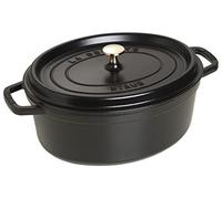 STAUB Cocotte, Cast Iron Casserole 41 cm, 12 L, Induction, Made in France | Aroma Rain Lid, Suitable for All Hob Types, Oval, Black