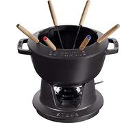 STAUB Fondue Set with 6 Forks, Cast Iron, 20 cm, 2.3 L, Made in France | For Cheese, Chocolate and Meat Fondue, Black
