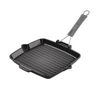 Staub Grill Pans 24 cm square Cast iron Grill pan with pouring spout black