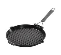 Staub Grill Pans 28 cm round Cast iron Grill pan with pouring spout black