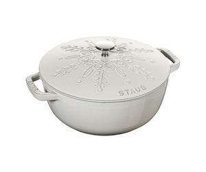 Staub La Cocotte 24 cm round Cast iron French oven snowflake white truffle