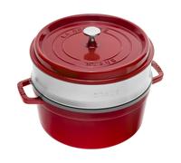 Staub La Cocotte 26 cm round Cast iron Cocotte with steamer cherry