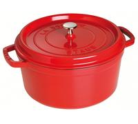STAUB 1004224 Cast Iron Roaster/Cocotte, Round, 28 cm, 6.7 L, Cherry Red