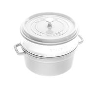 Staub - La Cocotte round with steamer insert 24 cm, white truffel, 40508-822 / 132424107