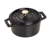 STAUB Mini Cocotte, Cast Iron, 10 cm, 0.25 L, Induction, Made in France | Aroma Rain Lid, Suitable for All Hob Types, Round, Black