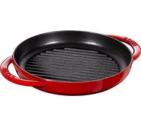 Staub Round 22 cm Grill Pan, Cast Iron, Cherry Red