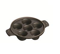Staub Round Snail Dish with 6 Holes, Cast Iron, Matt Black, 14 centimeters