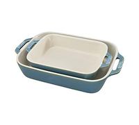 Staub Rustic Turquoise Ceramic Rectangular Baking Dishes Set of 2