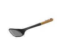 STAUB Silicone Wok Turner, Black, 12.2 Inch, Oval Shape, Wood Handle