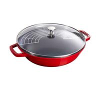 Staub Specialities 30 cm Cast iron Wok with glass lid cherry