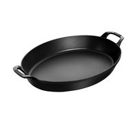 Staub Specialities 37 x 28 cm oval Cast iron Oven dish with 2 handles black