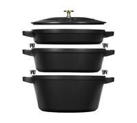 Staub - cookware set, 3-piece, round, black, 40508-386