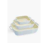 Staub Staub Rectangular Set Of Three Ceramic Gratin Dishes Light Blue