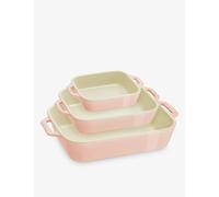 Staub Staub Rectangular Set Of Three Ceramic Gratin Dishes Light Pink