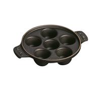 Staub Round Snail Dish with 6 Holes, Cast Iron, Matt Black, 14 centimeters