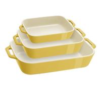 STAUB Stoneware Gratins Ceramics 3-pc Rectangular Baking Dish Set-Citron