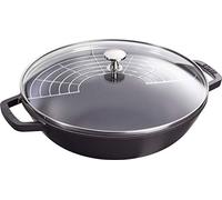 STAUB Wok Round, Black, 30 cm (Includes Lid and Steaming Rack)