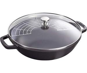 STAUB Wok Round, Black, 30 cm (Includes Lid and Steaming Rack)