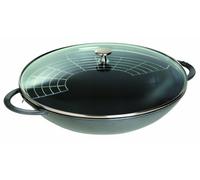 STAUB Wok Round, Graphite Grey, 37 cm (Includes Lid and Steaming Rack)