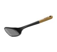 STAUB Wok Spatula, Perfect for Scooping, Flipping, Stirring, and Turning Stir Fries, One Size, Durable BPA-Free Matte Black Silicone, Acacia Wood Handles, Safe for Nonstick Cooking Surfaces