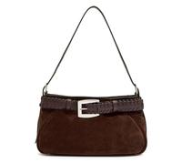 Staud Brooklyn Belted Leather and Suede Shoulder bag - Dark Brown - One Size