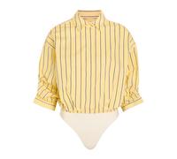 Staud Traverse Striped Stretch-cotton Poplin Shirt Bodysuit - Yellow - M (UK12 / M)