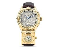 STAUER Eagle Eye Dual Time Watch Liberty Half Dollar Designer Crystal Movement