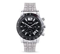 Stauer Jet Setter Stainless Steel Chronograph Watch Men Black-Dial Analog Watch Stainless Steel Bracelet & Watch Case Black Watch 24-Hour Indicators Gift for Men Chronograph