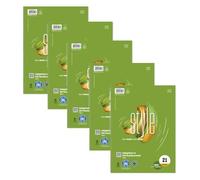 Staufen Ursus Style College Notepad, Pack of 5, DIN A4, Line Style 21 (9 mm Lined), 80 Sheets, 4-Hole Punch, Premium White 70 g/m² Recycled Paper, Green