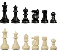 Staunton Chess Pieces - 32 Black & Ivory Chess Pieces With Felt Bottom, 9.5 cm King & 2 Extra Queens - Travel Chess Set for Indoor & Outdoor Chess - Triple Weighted Chess Pieces by WE Games
