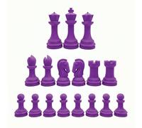 Staunton Tournament Chess Pieces (95 mm) 3.75 Inch King 17 Plastic Pieces - Half Set with Extra Queens - Bright Color Chess Pieces Made in The U.S.A. (Purple)