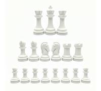 Staunton Tournament Chess Pieces (95 mm) 3.75 Inch King 17 Plastic Pieces - Half Set with Extra Queens - Bright Color Chess Pieces Made in The U.S.A. (White)