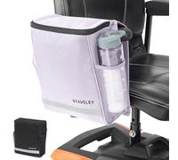 Staveley Mobility Scooter Side Bag - Armrest Storage Bag with Drinks Holders & Organiser Pockets - Fits Left or Right Armrest - Mobility Scooter Accessories & Walking Frame Bag Purple
