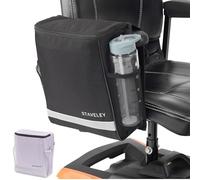 Staveley Mobility Scooter Side Bag - Armrest Storage Bag with Drinks Holders & Organiser Pockets - Fits Left or Right Armrest - Mobility Scooter Accessories & Walking Frame Bag Black