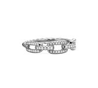 Stax Chain Link Ring in 18ct White Gold with Diamonds - Ring Size M
