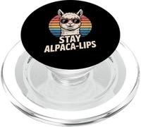 Stay Alpaca Lips Funny Llama Retro PopSockets PopGrip for MagSafe