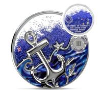 Stay Anchored 3 Year Sobriety Coin - Blue Flowing Glitter Triangle AA Coins