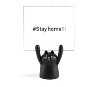 Stay at Home Fonts Warning Memo Holder Cartoon Black Cat Stand Decoration