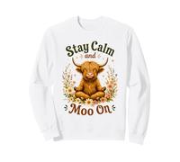 Stay Calm and Moo On Highland Cow Meditation Farming Retro Sweatshirt
