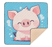 Stay Calm Cute Pig Cartoon Soft Foam Baby Play Mat for Indoor Outdoor Washable Foldable Playroom Activity Mat for Babies Infants Toddlers, 50'' x 50''alfombras para jugar