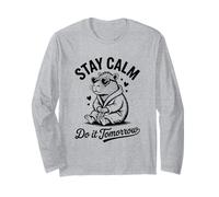 Stay Calm Do It Tomorrow Capybara Sarcasm Meme Vintage Long Sleeve T-Shirt