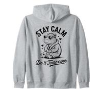 Stay Calm Do It Tomorrow Capybara Sarcasm Meme Vintage Zip Hoodie