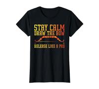 Stay Calm, Draw the Bow, Release Like a Pro Value Graphic T-Shirt, Women, Black, M