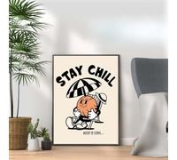 Stay Chill - Keep It Cool, Retro Funky Quote Print Wall Art Gift, A4 and A3 Size Frame Options Available, Home, Pub, Café, Bar Decoration Wall Art Print, Funny Cute Pictures (A4 Print Only)