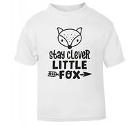 Stay Clever Little Fox (Nordic Style) Statement [BBY5] Short Sleeve Cotton Toddler t Shirt, 1-2 Years, White