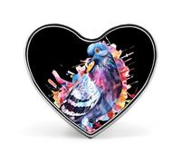 Stay Coo Watercolor Pigeon Heart Lapel Tie Pin Brooch Badge Cute Love Shape Clothes Hat Accessories for Men Women Couples