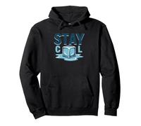 Stay Cool Melting Ice Cube Summer Refreshment Pullover Hoodie, Adult Unisex, Black, L