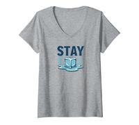 Stay Cool Melting Ice Cube Summer Refreshment V-Neck T-Shirt, Women, Heather Grey, L